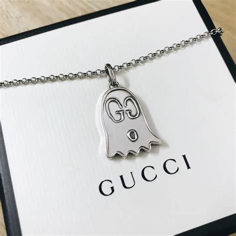 ghost gucci necklace free shipping|Gucci ghost necklace on neck.